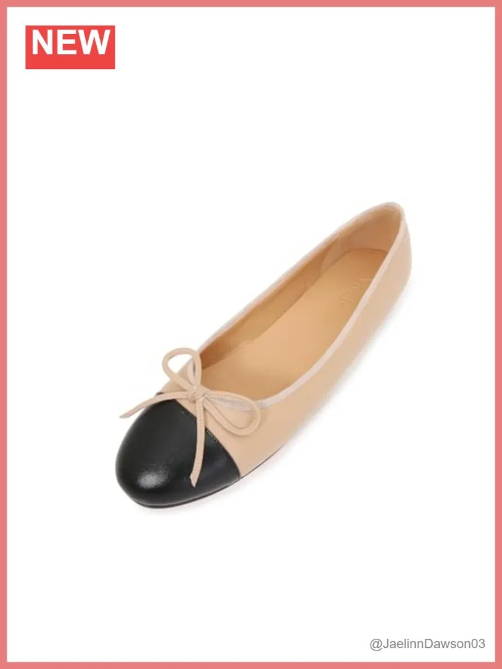 Women's Cap Toe Ballet Flats Two Tone Bow Flats Slip on Round Toe Casual Work